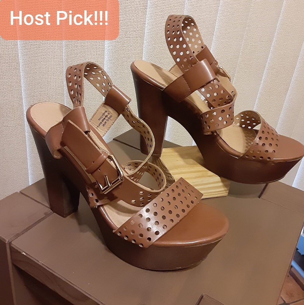 Jafar Brown/Tan Platform Sandals Size 8.5